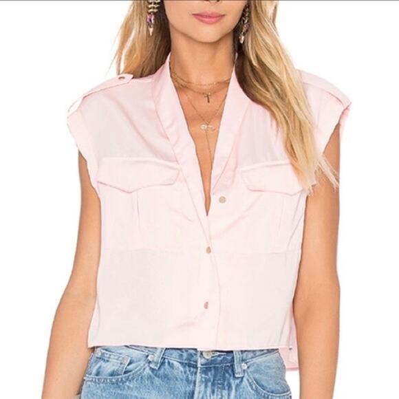 L'Academie Tops - L'Academie The Safari Crop Top Blouse Blush Small